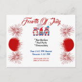 Juli Patriotic Gnomes GRILLEN Einladung Postkarte (Vorderseite)