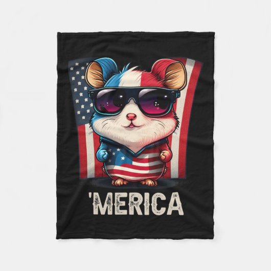 Juli Patriotic Hamster Merica Fleecedecke (Vorderseite)