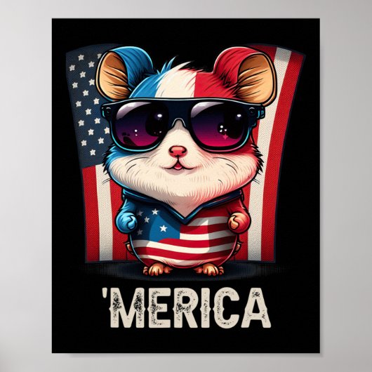 Juli Patriotic Hamster Merica Poster (Vorne)