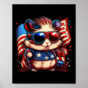 Juli Patriotic Hamster US Flag Poster