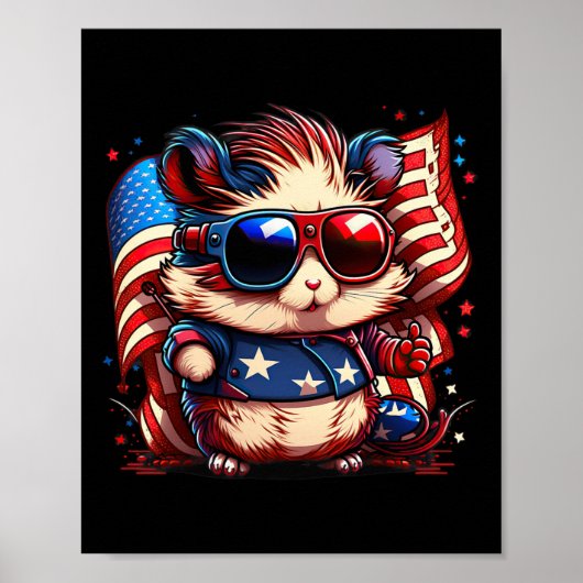 Juli Patriotic Hamster US Flag Poster (Vorne)
