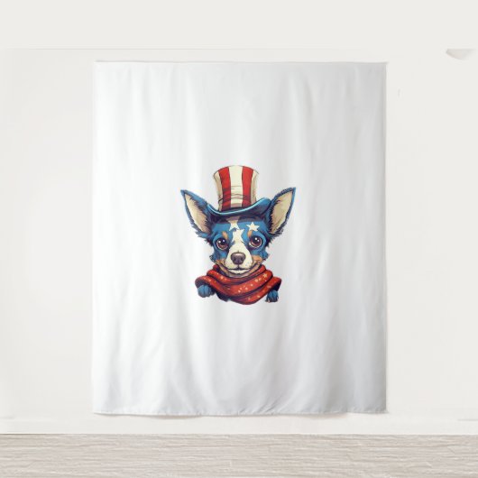Juli Patriotic Rat Terrier Dog Wandteppich (Vorderseite)