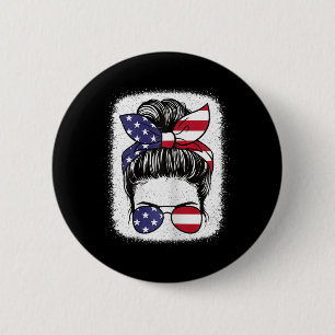 Juli Patriotische amerikanische Flagge USA Frauen  Button
