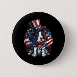 Juli Patriotisches Englisch Pointer Dos US Flag Button