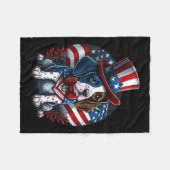 Juli Patriotisches Englisch Pointer Dos US Flag Fleecedecke (Vorderseite (Horizontal))