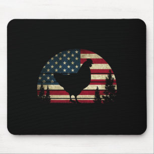 Juli Patriotisches Hühnchen Amerikanische Flagge C Mousepad