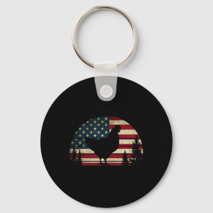 Juli Patriotisches Hühnchen Amerikanische Flagge C Schlüsselanhänger