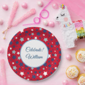 Juli personalisieren Name Red White Blue Pappteller (Party)