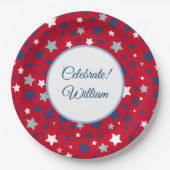 Juli personalisieren Name Red White Blue Pappteller (Vorderseite)