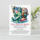 Juli Pool-Party Einladung (Stehend Vorderseite)