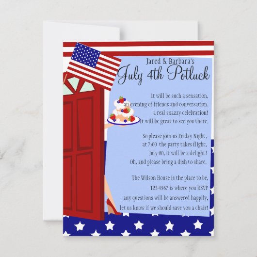 Juli Potluck Party Einladung (Vorderseite)