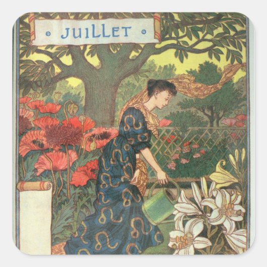 Juli Quadratischer Aufkleber (Vorderseite)