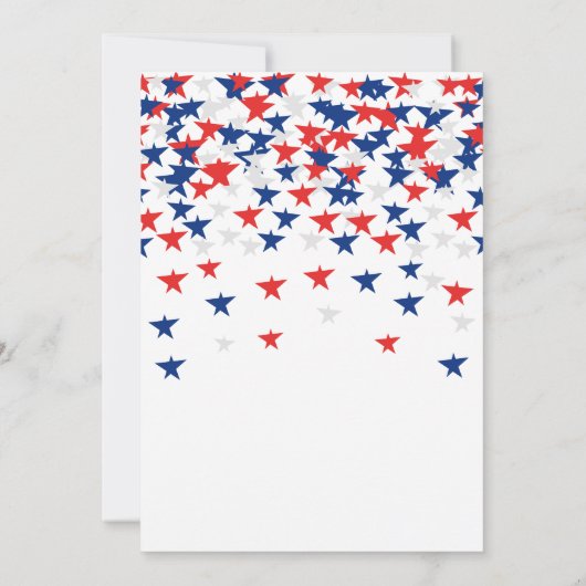 Juli Raining Blue Red White Star Party Einladung (Rückseite)