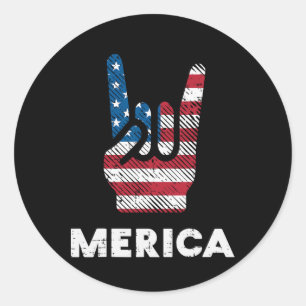 Juli Rock Hand Merica Flag Amerika Rocker Men Boys Runder Aufkleber