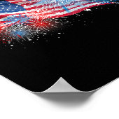 Juli rot-weiß-blaue Feuerwerke zeigen US-Flagge Poster (Ecke)