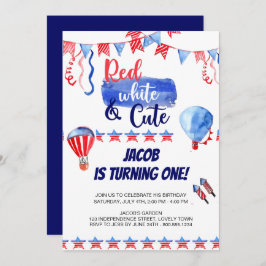 Juli Rot Weiß und Niedliche Geburtstag Einladung