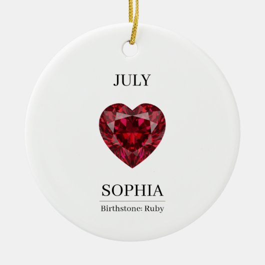 Juli-Rubin-personalisierter Geburtstag Keramik Ornament (Vorne)