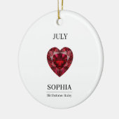 Juli-Rubin-personalisierter Geburtstag Keramik Ornament (Links)