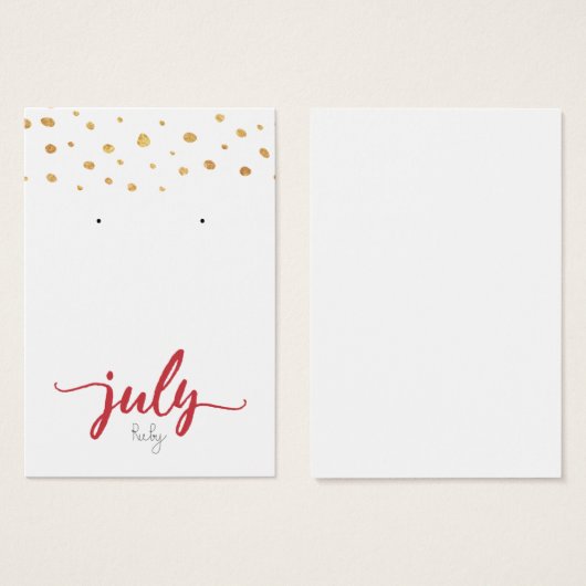 Juli Ruby Birthstone Earring Display Card (Vorne & Hinten)