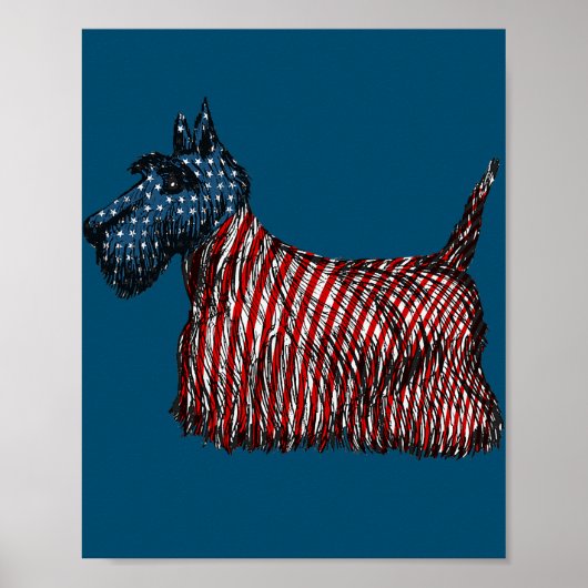 Juli Scottish Terrier Dog US American Flag Poster (Vorne)