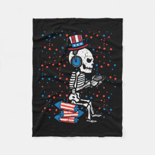 Juli Skeleton Gamer Funny America Jungs Kinder Män Fleecedecke