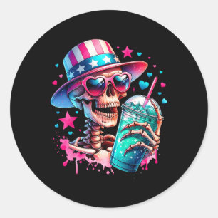 Juli Skeleton Retro Trendy Mama Skull Mama L Runder Aufkleber
