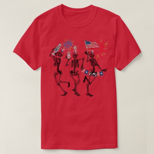 Juli Skellies Skeleton Dancing Red White B T-Shirt (Design vorne)