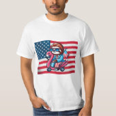 Juli Sloth Flamingo American Flag USA Fourt T-Shirt (Vorderseite)
