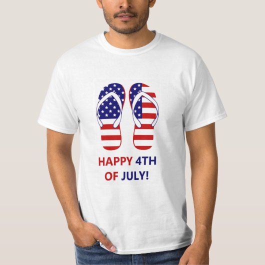 Juli Sommerflip Flops US Flagge T-Shirt (Vorderseite)