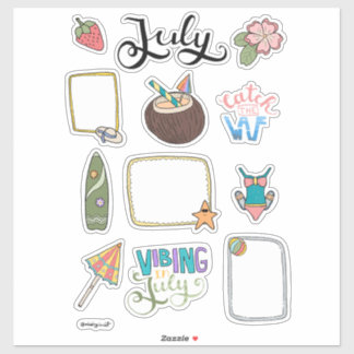 Juli-Sticker-Sheet – Spaß in der Sonne Aufkleber