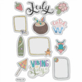 Juli-Sticker-Sheet – Spaß in der Sonne Aufkleber (Vorderseite)