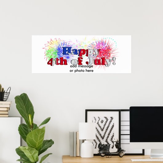 Juli Text mit Fireworks (1) Poster (Heimbüro)