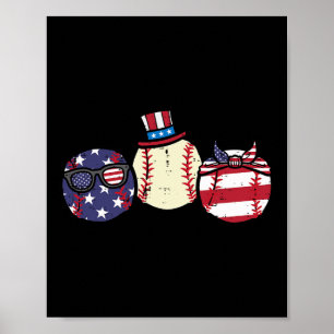 Juli Unabhängigkeitstag im Baseball Amerika Männer Poster