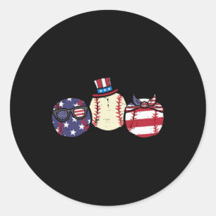 Juli Unabhängigkeitstag im Baseball Amerika Männer Runder Aufkleber