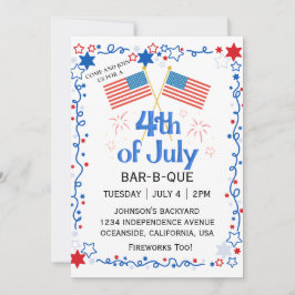 Juli Vierte amerikanische Flagge Bald Eagle GRILLE Einladung