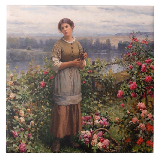 Julia Ansammlung Rose (Schönes Mädchen und Blume) Fliese (Vorderseite)