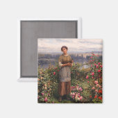 Julia Ansammlung Rose (Schönes Mädchen und Blume) Magnet (Vorderseite/Rückseite)
