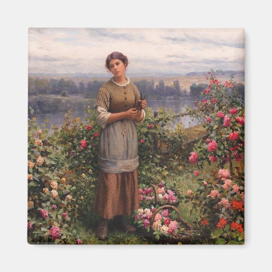 Julia Ansammlung Rose (Schönes Mädchen und Blume) Magnet (Vorne)