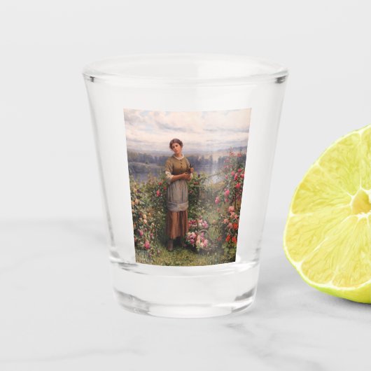 Julia Ansammlung Rose (Schönes Mädchen und Blume) Schnapsglas (Vorderseite)