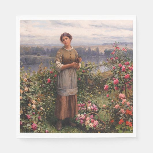 Julia Ansammlung Rose (Schönes Mädchen und Blume) Serviette (Vorderseite)