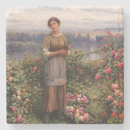 Julia Ansammlung Rose (Schönes Mädchen und Blume) Steinuntersetzer