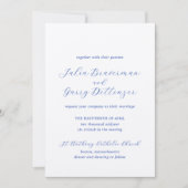 Julia Blue Traditional Elegante Wedding Einladung (Vorderseite)