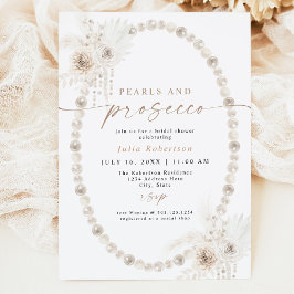 JULIA Boho Floral Pearls & Prosecco Brautparty Einladung