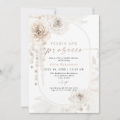 JULIA Boho Floral Pearls & Prosecco Brautparty Einladung (Vorderseite)