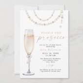 JULIA Boho Floral Pearls & Prosecco Brautparty Einladung (Vorderseite)