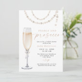 JULIA Boho Floral Pearls & Prosecco Brautparty Einladung (Stehend Vorderseite)