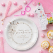 JULIA Boho Floral Pearls & Prosecco Brautparty Pappteller (Party)