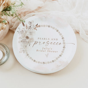 JULIA Boho Floral Perlen & Prosecco Brautparty Pappteller