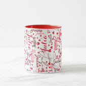 Julia Custom Script Name + Red Hearts Romantic Tasse (Zentrum)