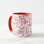 Julia Custom Script Name + Red Hearts Romantic Tasse (Vorderseite Links)